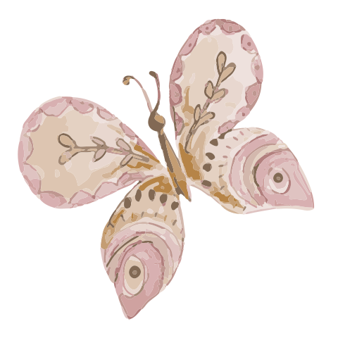 geboortekaartje in vlinder vorm met roze tinten