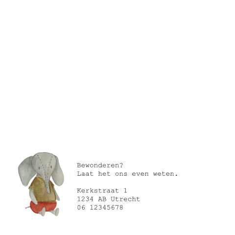 geboortekaartje olifant in waterverf