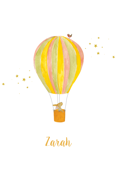 geboortekaartje met luchtballon